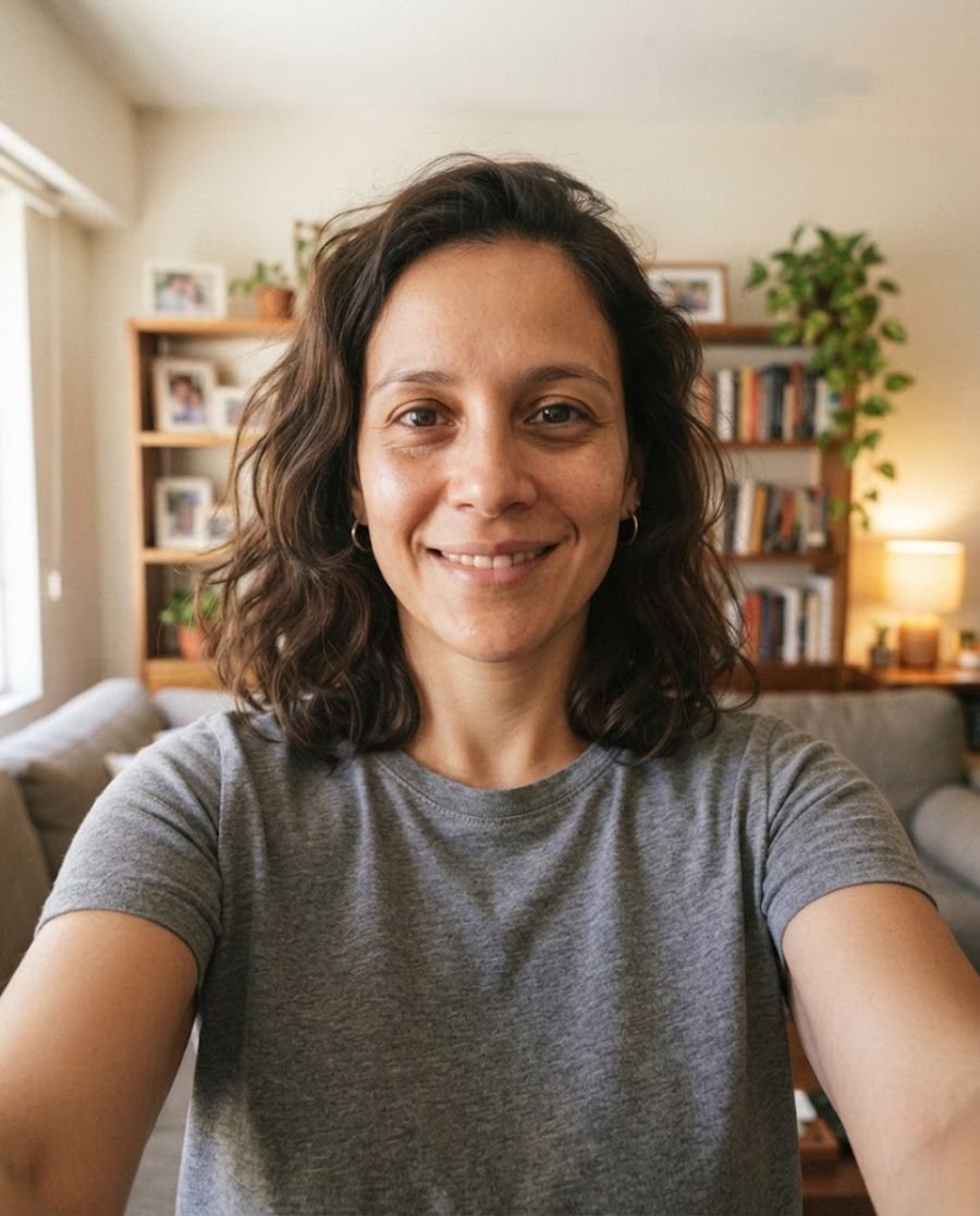 Selfie común en la sala de su casa